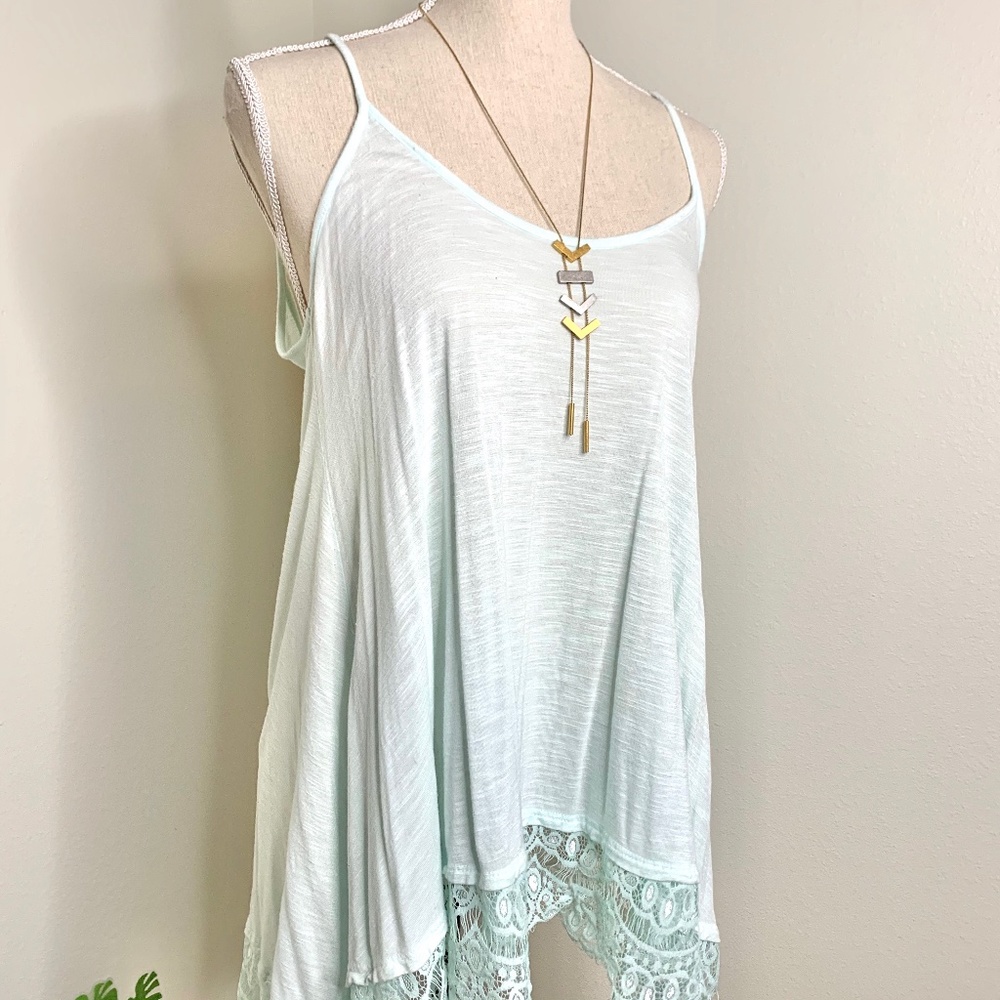 Beautiful Hi Low Mint Green Shirt - M